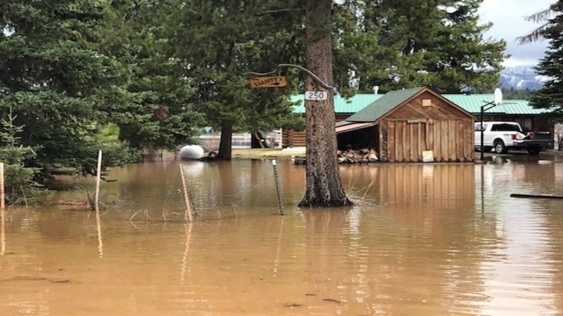 Flooded C Street in Seeley Lake