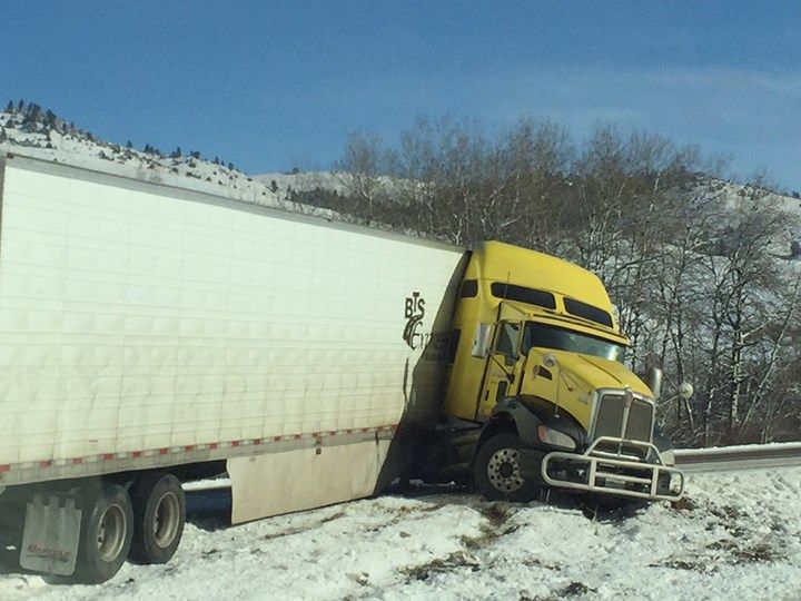 PHOTOS Jackknifed semi off of I90 ABC FOX Montana Local News